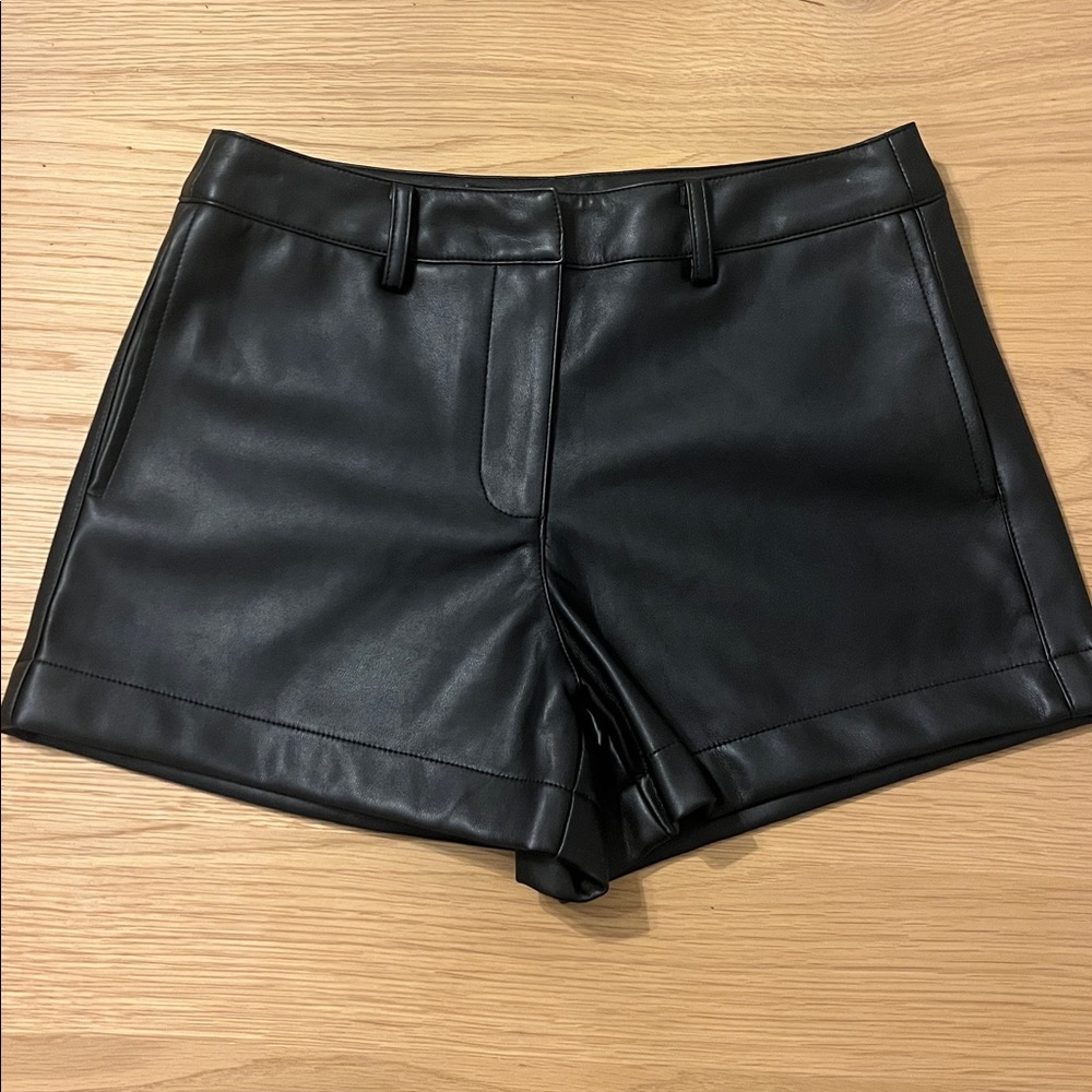 SNDYS black leather shorts